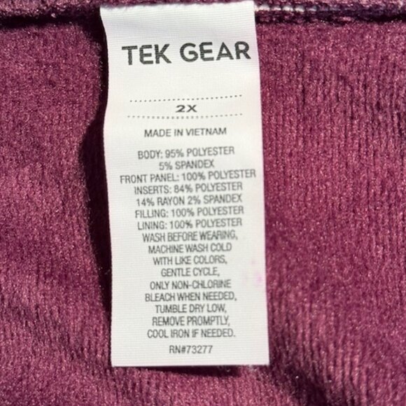 Tek Gear Dark Plum Quilted Front Hooded Mixed Media Jacket Size 2X - Picture 8 of 10
